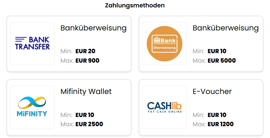 24Slots Casino Zahlungsmethoden