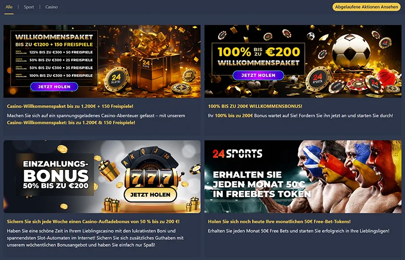 24Slots Casino Willkommensbonus und Aktionen